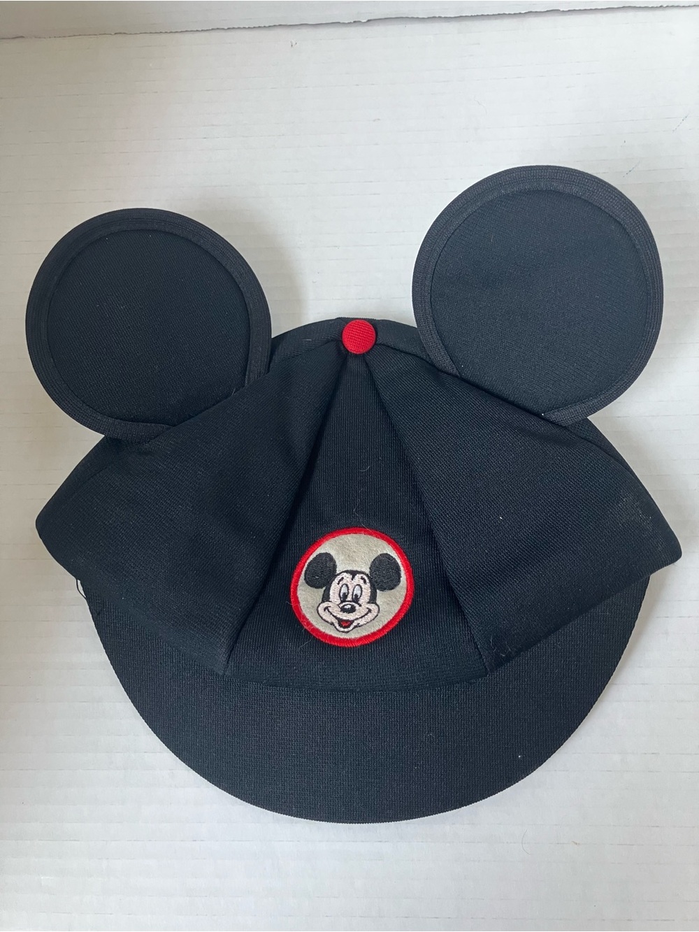 Vintage Disney Black Hat with Mickey Ears Red Accents Embroidery Mickey Decal